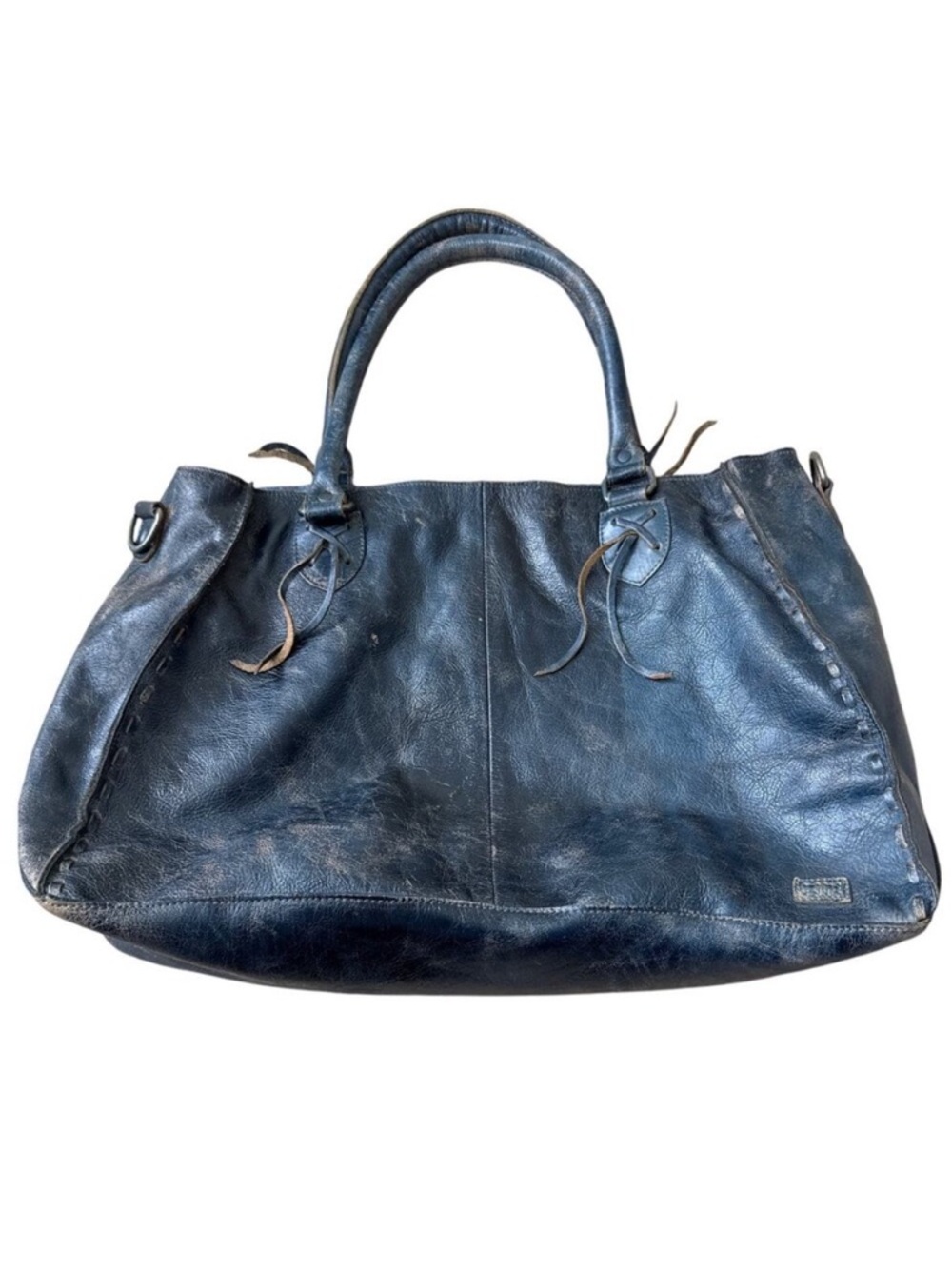 BED|STU Rockaway Navy Blue Leather Tote with Front Zip Pocket - Picture 5 of 5